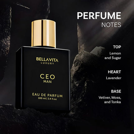 BellaVita Luxury CEO Man Eau de Parfum for Men 100ml Fresh Woody Amber Cologne