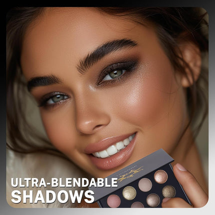 16-Color Baked Eyeshadow Palette, Nude Matte Glitter Metallic Shimmer, Long-Lasting Makeup