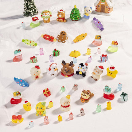 54PCS Mini Christmas Figurines – Resin Ornaments for Table & Window Decor