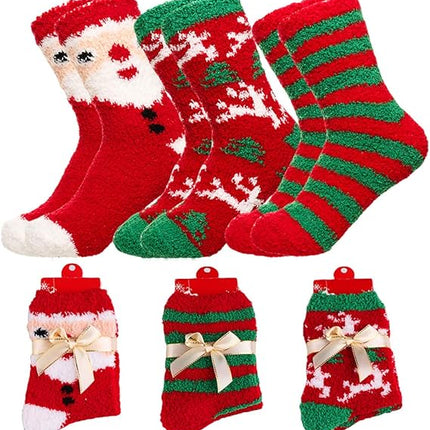 Christmas Fuzzy Socks for Women – Warm & Cozy Slipper Socks Holiday Gift