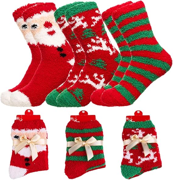 Christmas Fuzzy Socks for Women – Warm & Cozy Slipper Socks Holiday Gift