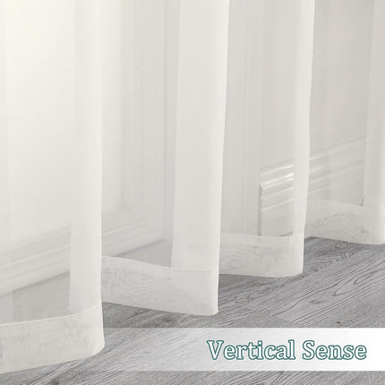 2 Pack Ivory Sheer Curtains 42x96, Light Filtering Voile Drapes for Bedroom