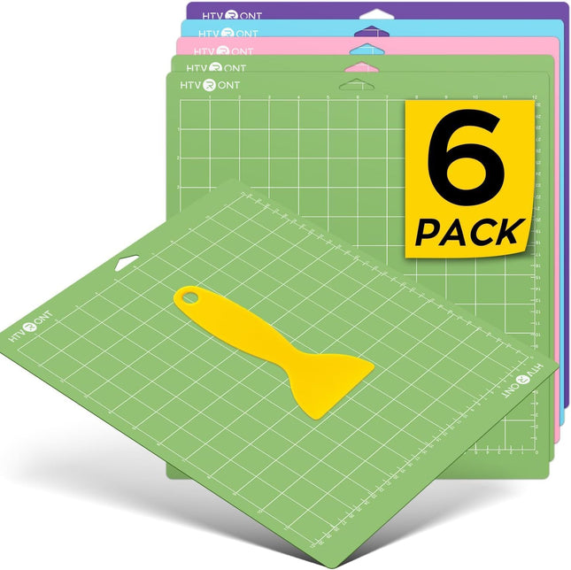 6 Pack 12x12 Inch Cricut Cutting Mats, Light Standard Strong Grip and Fabric Mats Crafting