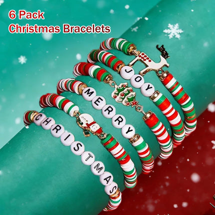 6-Pack Christmas Dresses for Women – Outfit Set with Bracelets & Glitter Gel