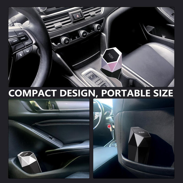 2 Pack Car Trash Can Cup Holder – Mini Leakproof with Lid, 90 Trash Bags, 2 Hooks
