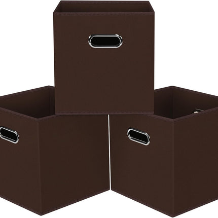 3-Pack Foldable Fabric Storage Bins with Handles – Coffee Home Organizer