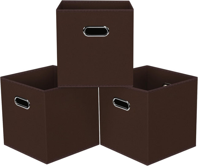 3-Pack Foldable Fabric Storage Bins with Handles – Coffee Home Organizer