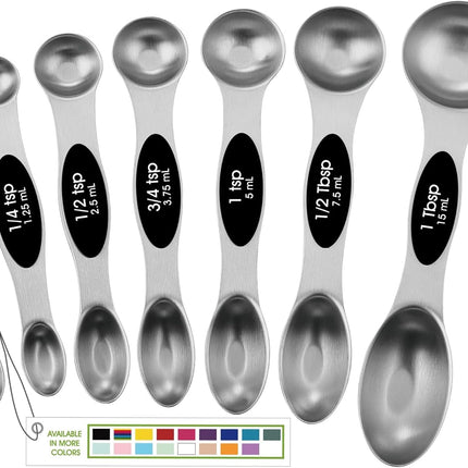 8-Piece Stainless Steel Magnetic Measuring Spoons – Heavy Duty, Black