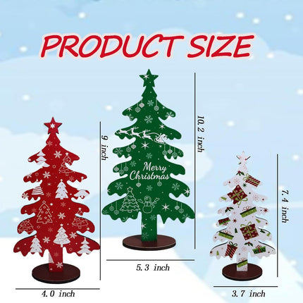 3PCS Wooden Christmas Tree Tabletop Decor for Home Shelf Mantel
