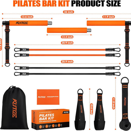 Pilates Bar Kit with Resistance Bands, Full-Body Home Gym Strength Training Set