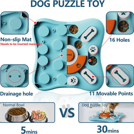 Interactive Dog Puzzle Toy with Treat Dispenser IQ Training Slow Feeder