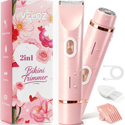 2-in-1 Bikini Trimmer Women Dual Head Electric Razor IPX7 Waterproof Shaver