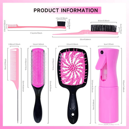 11PCS Hair Brush Set with Detangling Brushes Spray Bottle for All Ages