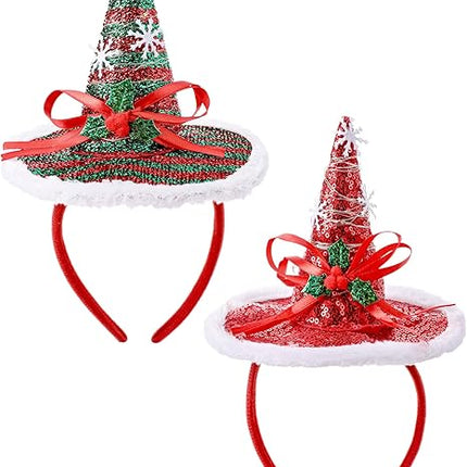 2PCS Santa Hat Headbands – Merry Christmas Hair Accessories for Women & Girls