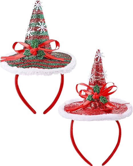 2PCS Santa Hat Headbands – Merry Christmas Hair Accessories for Women & Girls