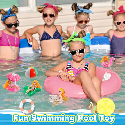 6 Pcs Pool Floaties for 11.5" Girl Dolls – Swim Accessories & Party Ring Coasters