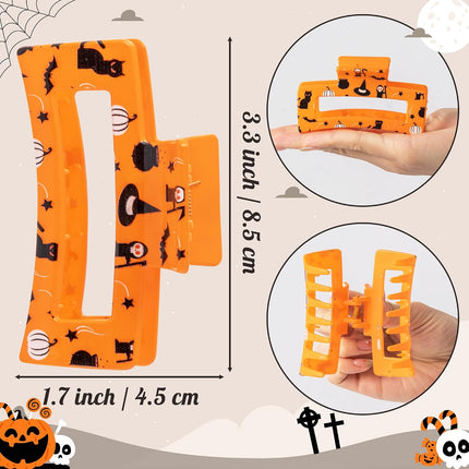 4-Piece Halloween Hair Claw Clips, Spider Pumpkin Ghost Witch Hat Costume Accessories
