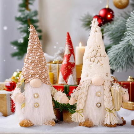 2PCS Handmade Elf & Santa Plush Figurines – Christmas Home Decorations