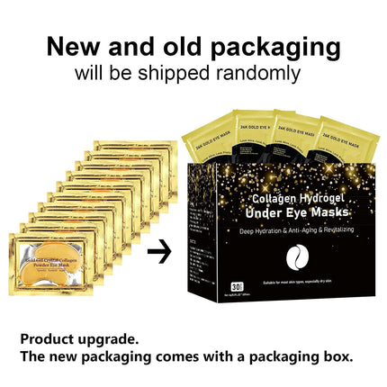 30 Pairs 24K Gold Under Eye Patches, Eye Masks for Puffiness & Dark Circles, Skincare
