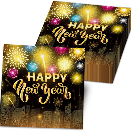 40-Piece 2026 NYE Napkins – Black & Gold Dinner Party Supplies