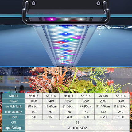 LED Aquarium Light for Plants 12-18 Inch Full Spectrum Fish Tank Light with Timer