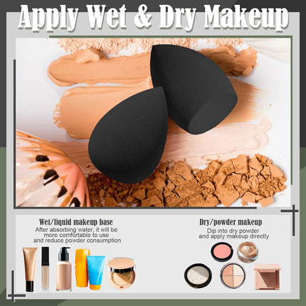 17PCS Makeup Sponge Set, Mini Beauty Blenders, Holder & Powder Puffs, Black