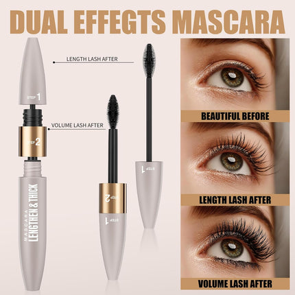 2-in-1 Mascara & Eyeliner Set Waterproof Volumizing Lengthening Black
