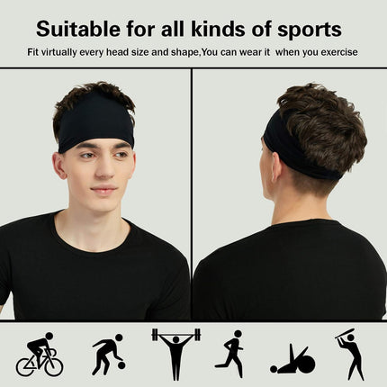 5-Pack Sports Headbands for Men & Women, Sweat-Wicking Bands for Running Gym