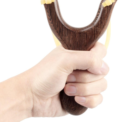 Solid Wooden Slingshot – Classic Hunting & Outdoor Catapult, Deep Brown