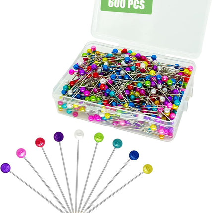 600PCS Multicolor Sewing Pins 1.5" Long Pearl Head for Quilting & Crafts