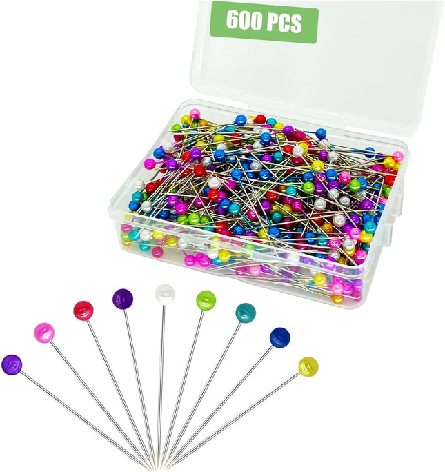 600PCS Multicolor Sewing Pins 1.5" Long Pearl Head for Quilting & Crafts