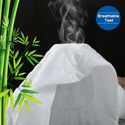 Queen Waterproof Mattress Protector – 4D Air Cooling, 300GSM, White