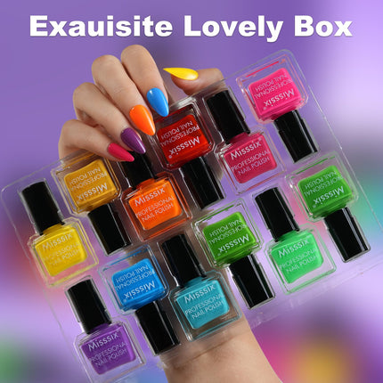 12-Color Nail Polish Set, Quick-Dry Mini Nail Lacquer for DIY Manicure & Nail Art