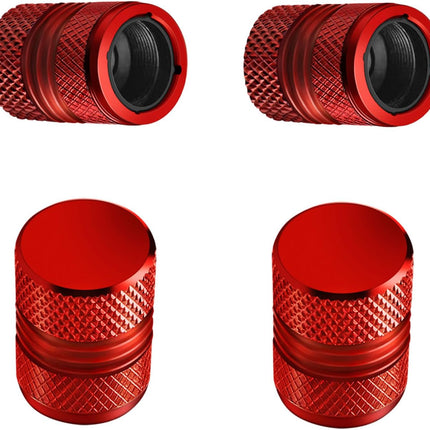 4-Pack Red Tire Valve Stem Caps, Anti-Corrosion Anodized Alloy, Universal Fit