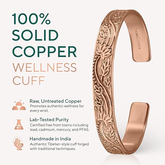 Copper Bracelet for Men & Women – 100% Pure Handmade Tibetan Cuff Bangle