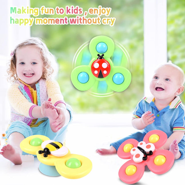 3PCS Suction Cup Spinner Toys for Babies – Sensory Fidget Spinners for Toddlers