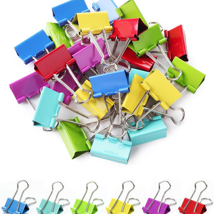 25-Pack 1.25” Colored Binder Clips – Medium Paper Clamps for Office & School