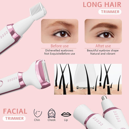 5 in 1 Electric Razor for Women Facial Eyebrow Nose Hair Bikini Trimmer