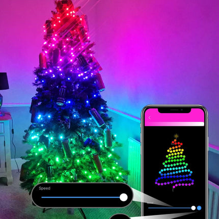 33FT Smart Christmas Lights – 66 LED RGB String with App & Remote Control