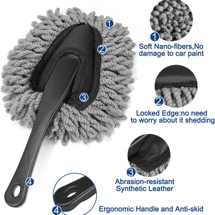 Car Interior Cleaning Kit, Dusting Brush & Gel Putty Detail Tools for Auto
