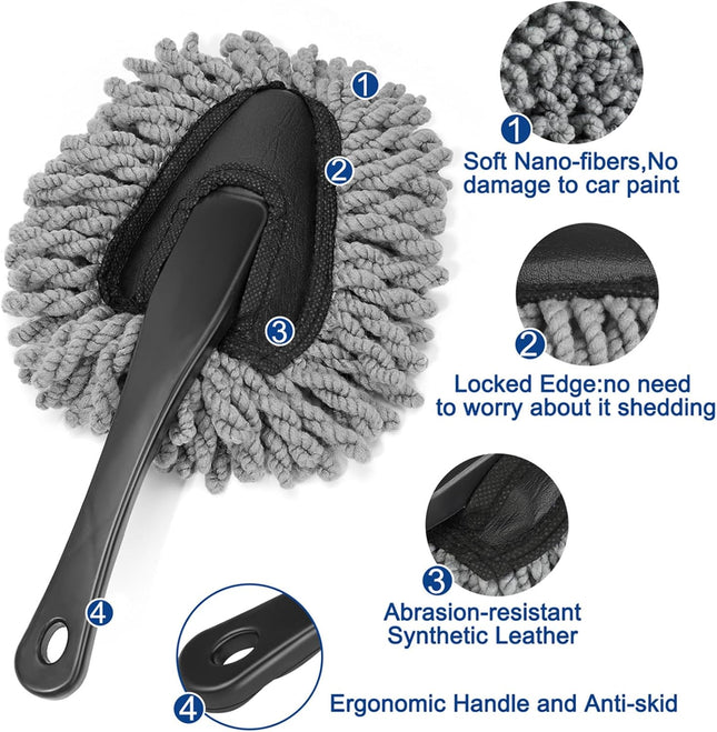 Car Interior Cleaning Kit, Dusting Brush & Gel Putty Detail Tools for Auto