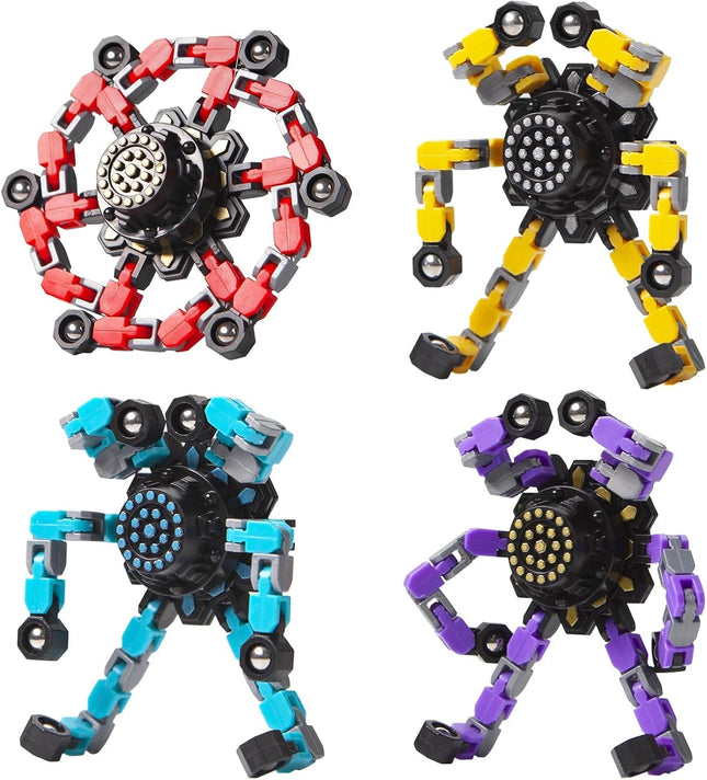 4-Pack Transformable Fidget Spinners – Easter Basket Stuffers & Stress Toys