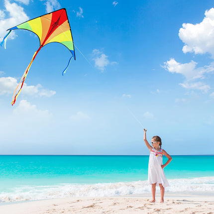 3 Pack Large Delta Rainbow Kites Easy to Fly Beach Toy for Kids & Adults
