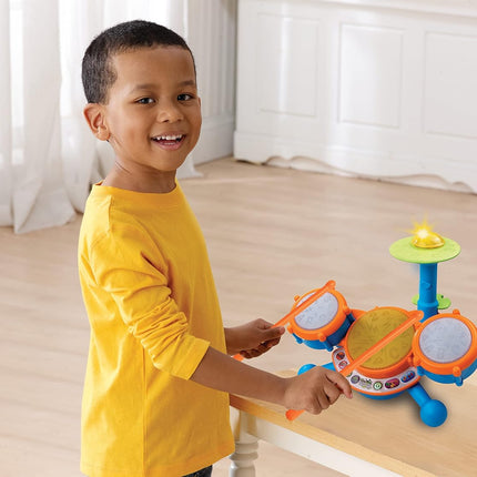 Kids Drum Set Orange Toddler Musical Instrument Learning Toy