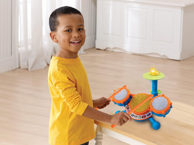 Kids Drum Set Orange Toddler Musical Instrument Learning Toy