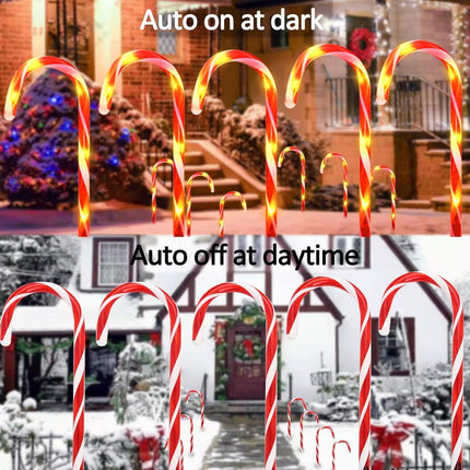 24-Pack Solar Candy Cane Pathway Lights, 8 Modes, Waterproof Xmas Yard Decor