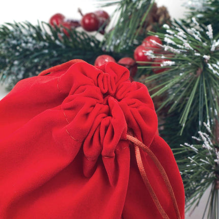 5PCS Flannel Christmas Gift Bags – Small Drawstring Bags for Party Favors