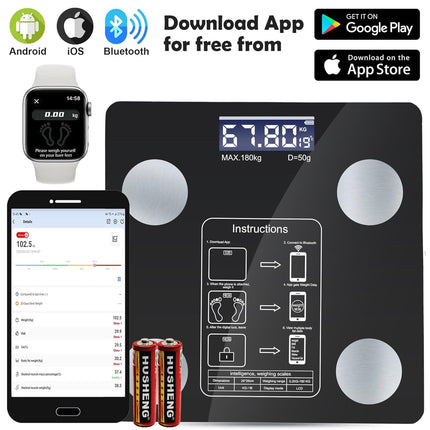 Smart Body Weight Scale – BMI, Body Fat, Muscle Mass, Bluetooth App Sync