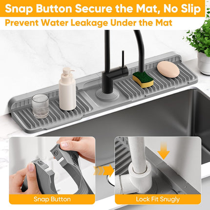 Kitchen Sink Splash Guard Mat – 24" Long, Self-Draining Behind Faucet