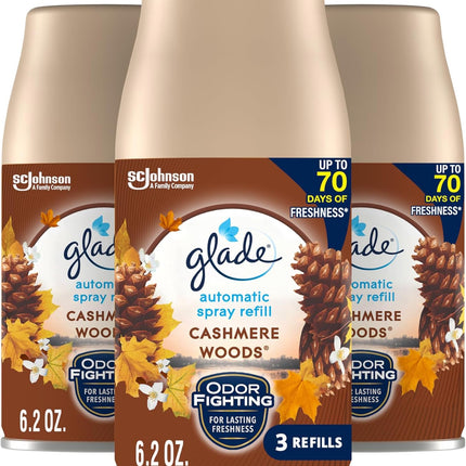 Automatic Spray Refill Air Freshener Cashmere Woods Home Bathroom 3 Count 6.2 Oz